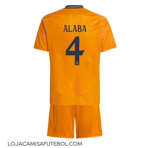 Camisa de Futebol Real Madrid David Alaba #4 Equipamento Secundário Infantil 2024-25 Manga Curta (+ Calças curtas)